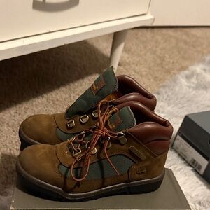 Beef & Broccoli Timberlands. Brown and Olive Boots